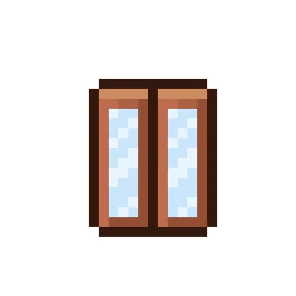 Wooden Window Pixel Art — стоковый вектор