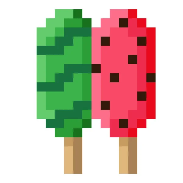 Wassermelonen Eis Stick Pixelkunst Vektorillustration — Stockvektor