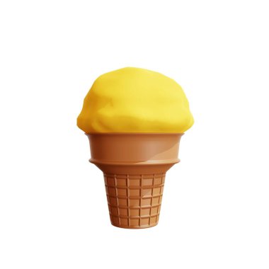 Limonlu dondurma konisi oyuncağı. 3d oluşturma.