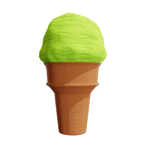 Lime Ice Cream Cone Rendering — Stockfoto