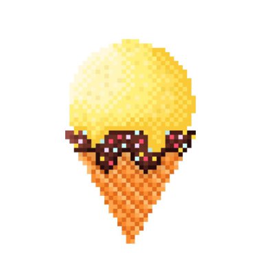 Limonlu dondurma pikseli. Vektör illüstrasyonu.