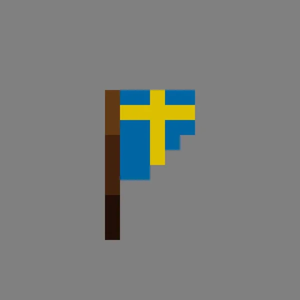 Sweden Flag Pixel Art Vector Illustration — Vetor de Stock