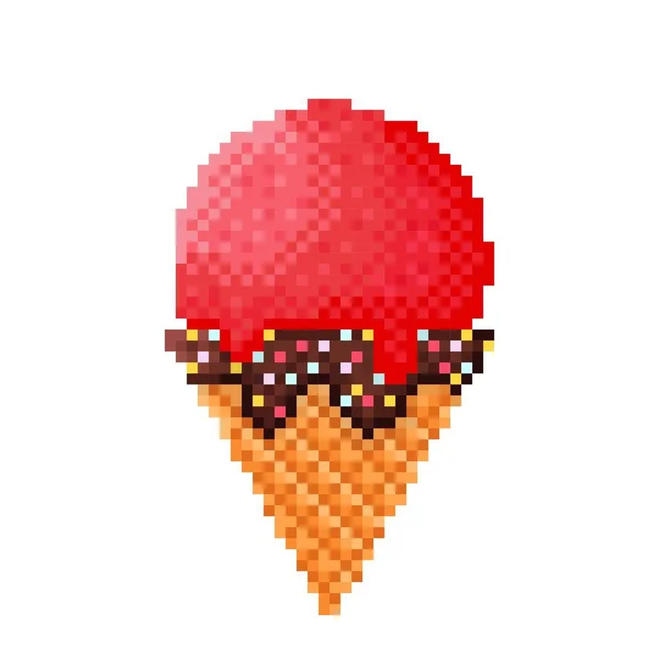Red Ice Cream Pixel Art Vector Illustration — Vettoriale Stock