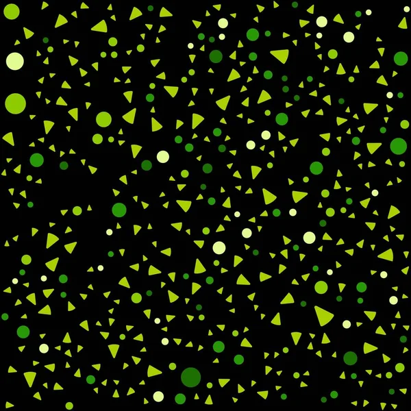 Πράσινοι Κύκλοι Και Τρίγωνα Μοτίβο Στο Μαύρο Φόντο Εικονογράφηση Διανύσματος — Διανυσματικό Αρχείο