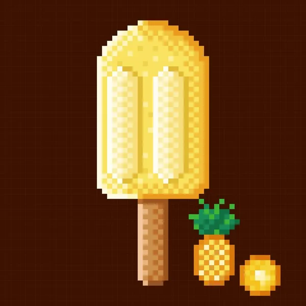 Crème Glacée Ananas Pixel Art Illustration Vectorielle — Image vectorielle