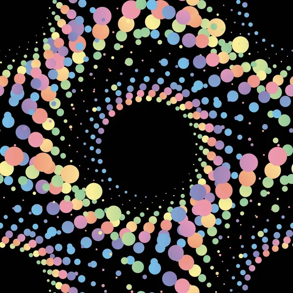 Rainbow Pastel Abstract Mandala Halftone Seamless Pattern Black Background Vector — Stock Vector