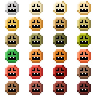 Yüz dairesi gülüşü, doğa rengi piksel sanatı. Vektör illüstrasyonu.