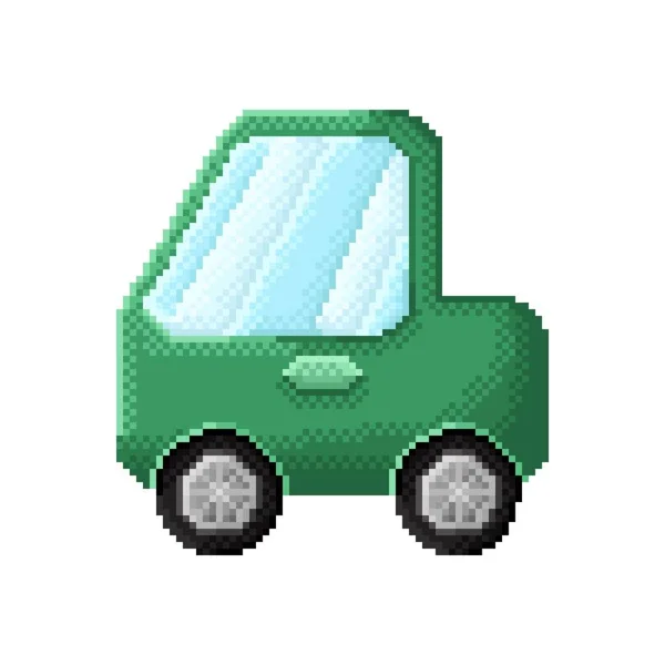 Groene Pick Truck Pixel Kunst Een Cartoon Vectorillustratie — Stockvector