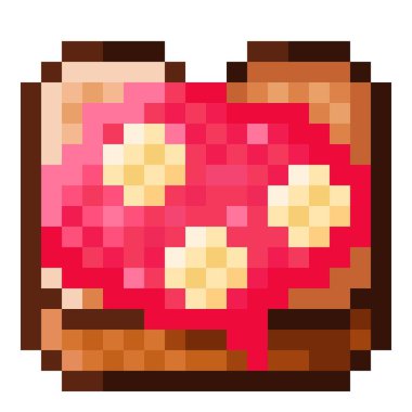 Muz dilimlenmiş çilekli reçelli tost pikseli. Vektör illüstrasyonu.