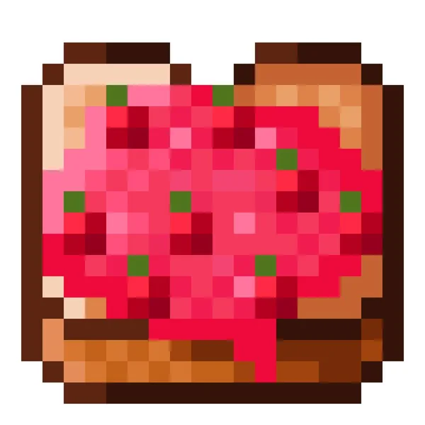草莓果酱烤面包像素艺术 矢量说明 — 图库矢量图片