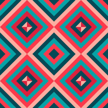 Pembe ve mavi soyut çizgi geometrik köşegen kare dikişsiz model arkaplan. Vektör illüstrasyonu.