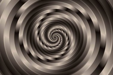Soyut kahverengi çelik yüzey Spiral veya Girdap 3d tarzı Fibonacci spiral arka plan. Vektör illüstrasyonu.