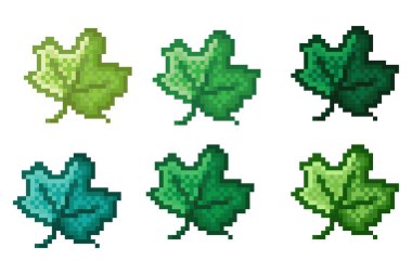Maple leaf pixel art. Vector illustration.