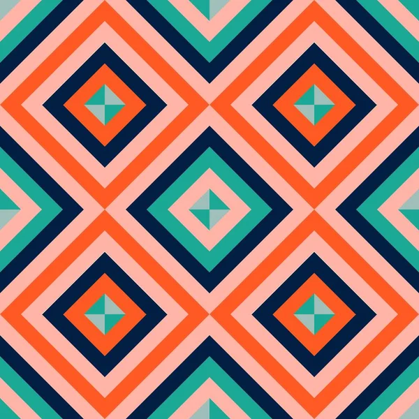 Green Orange Blue Abstract Line Geometric Diagonal Square Seamless Pattern — Stockvektor