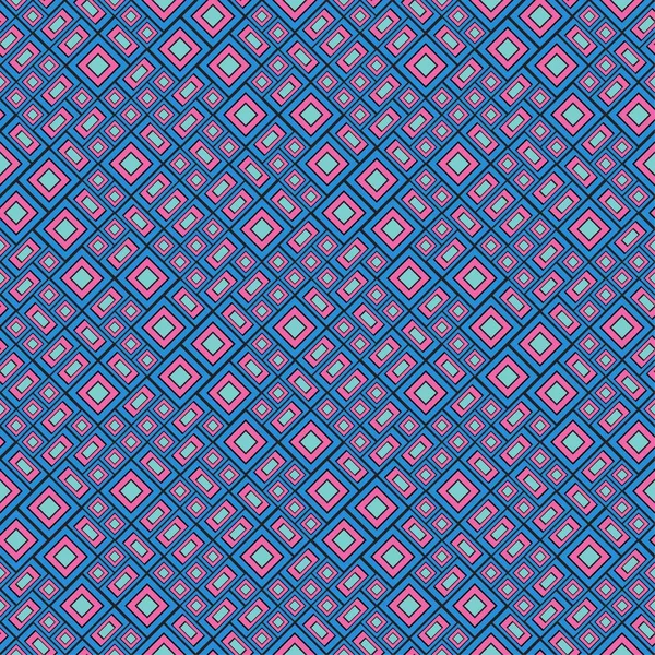 Αφηρημένο Ροζ Μπλε Και Μαύρο Τετράγωνο Πλαίσιο Διαγώνιο Αδιάλειπτη Μοτίβο — Διανυσματικό Αρχείο
