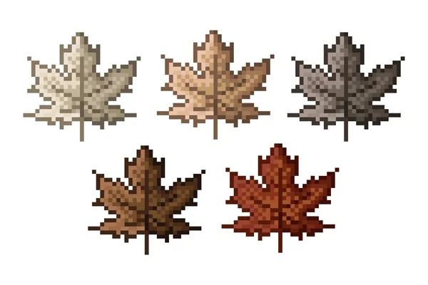 Maple Leaf Pixel Art Vector Illustration — Stok Vektör