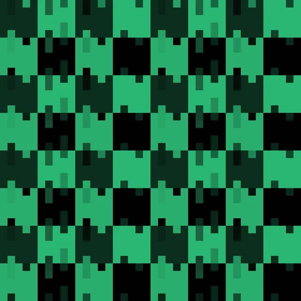 Zelená Černá Mozaika Šachovnice Bezešvé Vzor Pozadí Vektorová Ilustrace — Stockový vektor