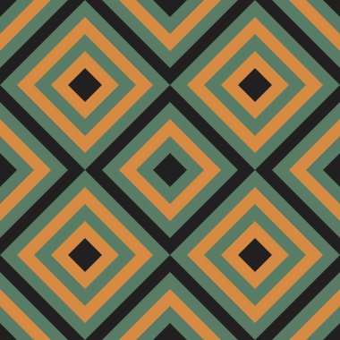 Siyah ve yeşil, kahverengi soyut çizgi geometrik köşegen kare dikişsiz desen arkaplan. Vektör illüstrasyonu.