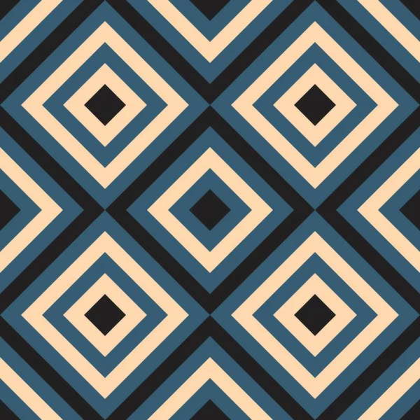 Black Blue Cream Abstract Line Geometric Diagonal Square Seamless Pattern — стоковый вектор