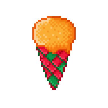 Turuncu Noel tarzı dondurma pikseli. Vektör illüstrasyonu.