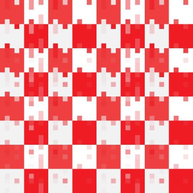 Beyaz ve kırmızı mozaik satranç tahtası pürüzsüz desenli arka plan. Vektör illüstrasyonu.