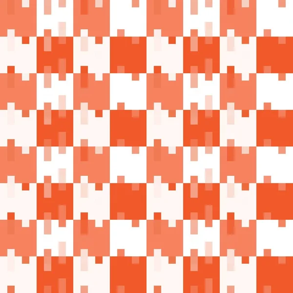 Wit Oranje Mozaïek Dambord Naadloze Patroon Achtergrond Vectorillustratie — Stockvector