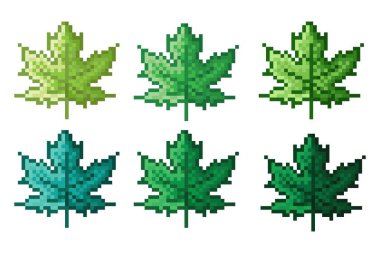 Maple leaf pixel art. Vector illustration.