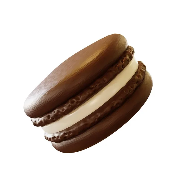 Chocolate Macaron Side Picture Rendering — Stockfoto