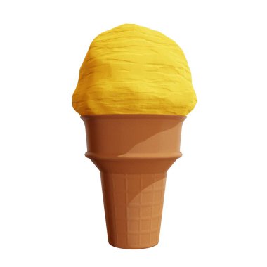 Limonlu dondurma külahı. 3d oluşturma.