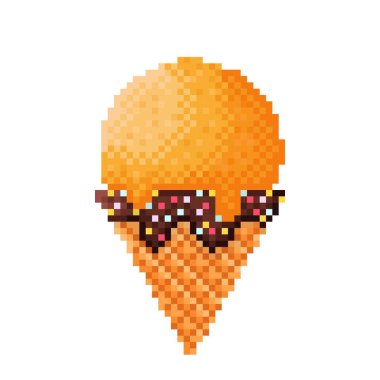 Portakallı dondurma pikseli. Vektör illüstrasyonu.