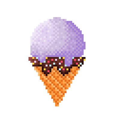 Üzümlü dondurma pikseli. Vektör illüstrasyonu.