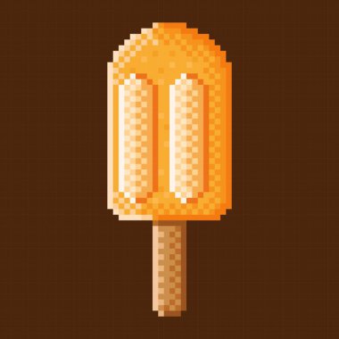 Portakallı dondurma, pikselli resim. Vektör illüstrasyonu.