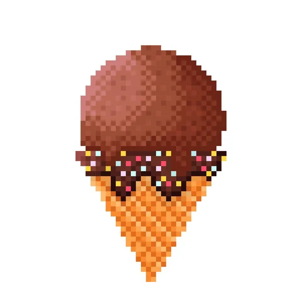 Мистецтво Пікселів Шоколадного Морозива Векторні Ілюстрації — стоковий вектор