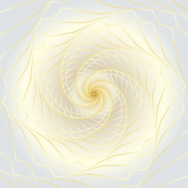 Distorted Abstract Lines Wireframe Tunnel Gold Wave Spiral Wavy Lines — 图库矢量图片