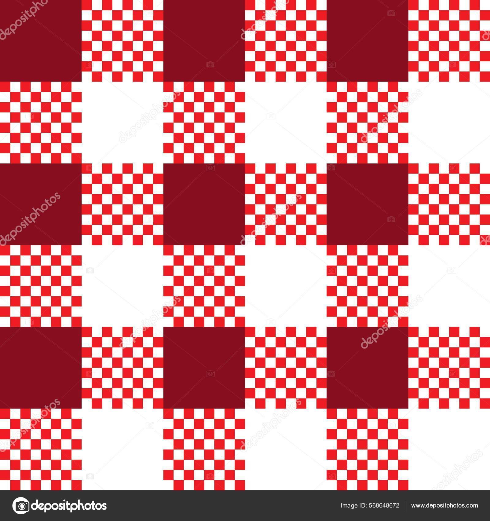 Vetor de fundo de textura de padrão de tecido xadrez quadrado vermelho e  branco
