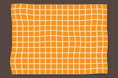 Kahverengi arka planda turuncu yer örtüsü ya da masa örtüsü. Vektör illüstrasyonu.