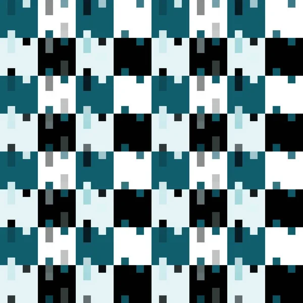 Wit Blauw Zwart Mozaïek Dambord Naadloze Patroon Achtergrond Vectorillustratie — Stockvector