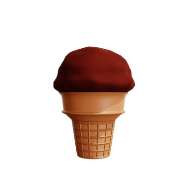 Çikolatalı dondurma külahı oyuncağı. 3d oluşturma.
