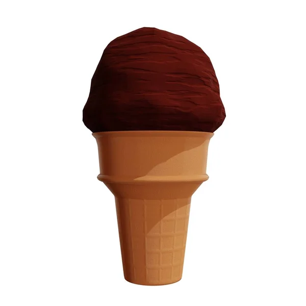 チョコレートアイスコーン 3Dレンダリング — ストック写真