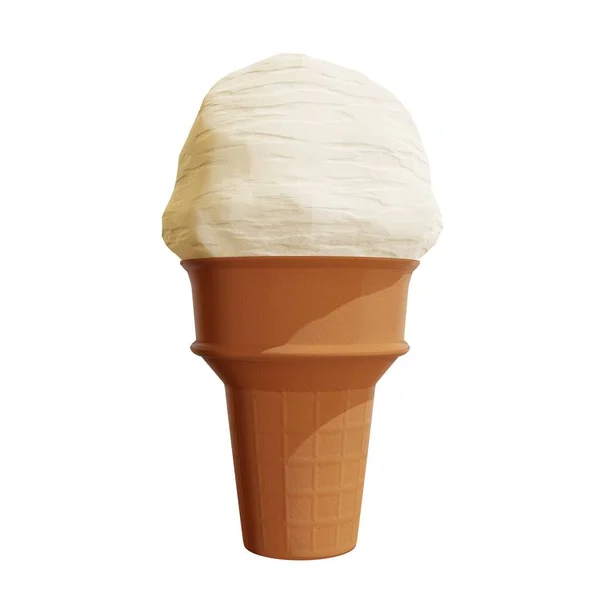 Vanilla Ice Cream Cone Rendering — Stockfoto