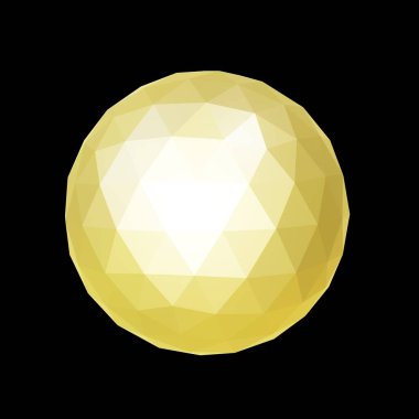 Sarı geometrik cevher, düşük polyester. 3D görüntüleme. Dekoratif top.