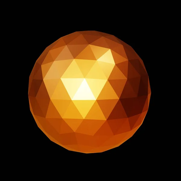 Gold Geometric Ore Low Poly Rendering Decorative Ball — Stock Photo, Image