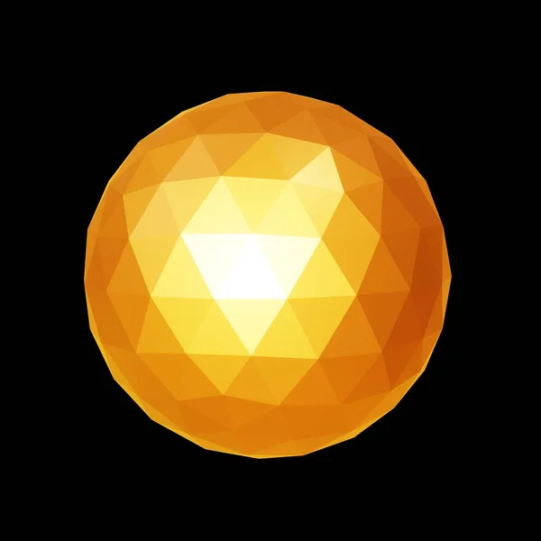 Gold Geometric Ore Low Poly Rendering Decorative Ball — Stock Photo, Image