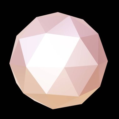 Pembe ve turuncu geometrik cevher, düşük polimerli. 3D görüntüleme. Dekoratif top.