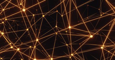 Altın kablo bilim kurgu teknolojisi geçmişi. 3d oluşturma.