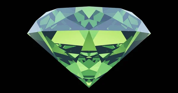 Icono Diamante Verde Renderizado — Foto de Stock