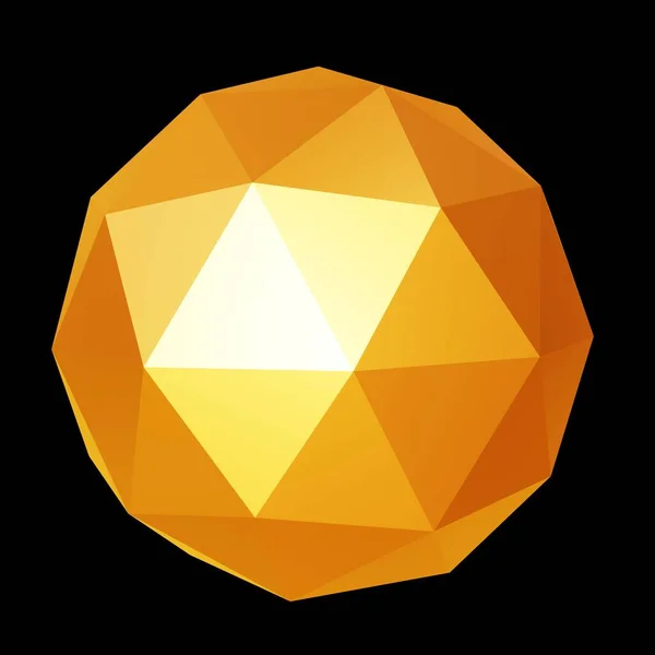 Gold Geometric Ore Low Poly Rendering Decorative Ball — Stock Photo, Image