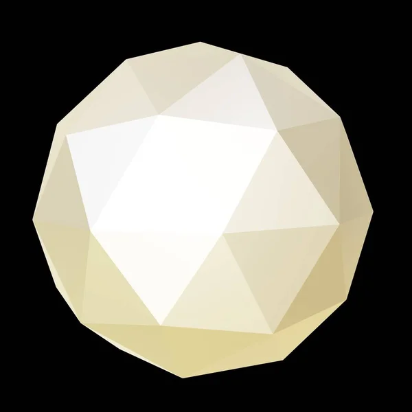 Cream Geometric Ore Low Poly Rendering Decorative Ball — Stok fotoğraf
