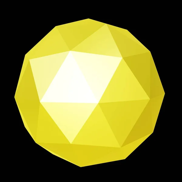 Yellow Geometric Ore Low Poly Rendering Decorative Ball — Stock Fotó