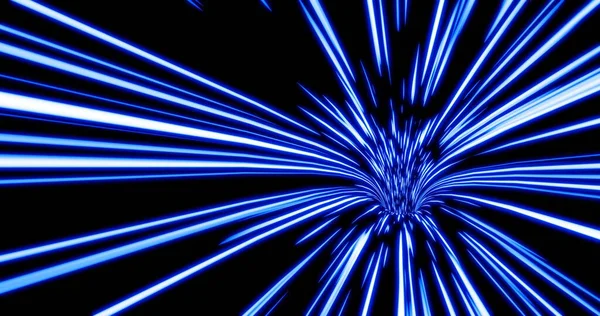 Soyut Mavi Siyah Işık Hızında Solucan Deliği Tüneli Güç Yolu — Stok fotoğraf